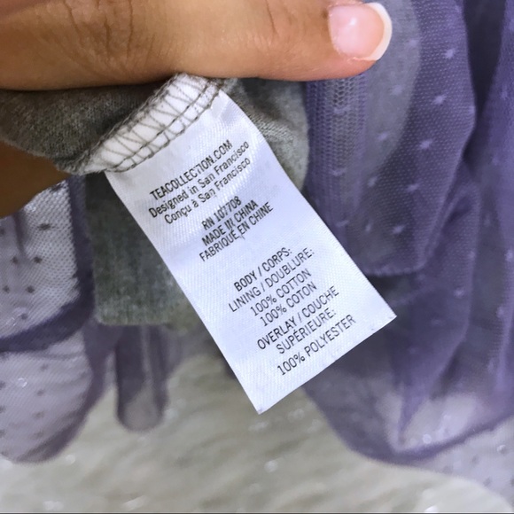 -SOLD- Tea Collection Gray Dress Purple Tulle 3T - Picture 3 of 6
